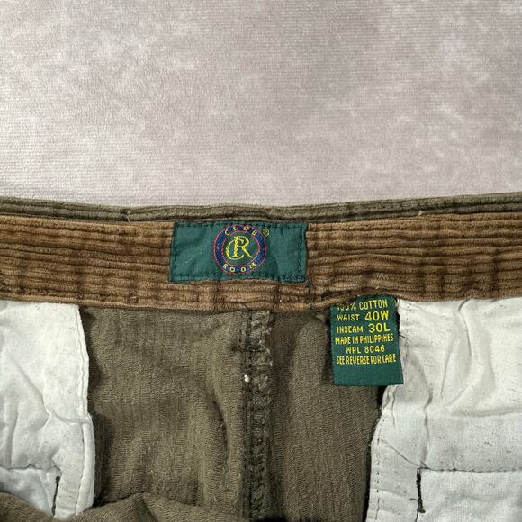 90’s Club Room Dark Olive Green Vintage Corduroy Pants - Picture 4 of 8